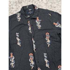 Roark Short Sleeve Button Up Shirt Men's Small Black Snakes Daggers Classic Fit